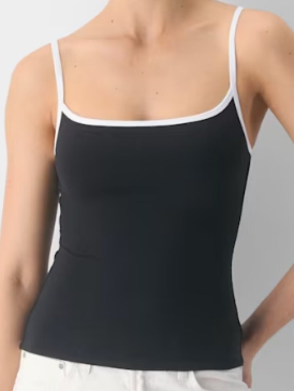 ARITZIA Original Contour Swoop Black Cami Tank with White Trim Size XXS
